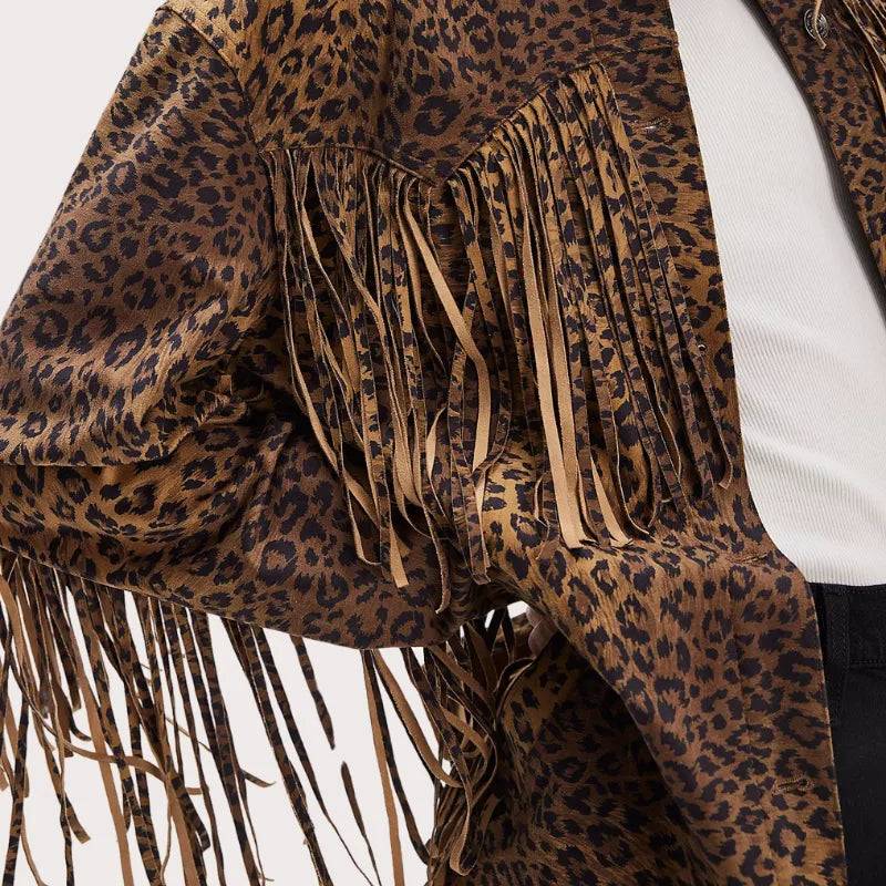 Fringe Suede Animal Print Jacket image 1