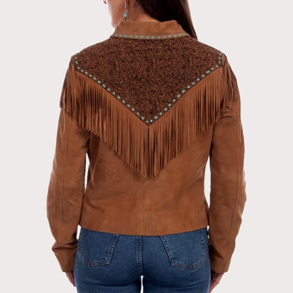 Scully Women's Leather Zip Front Fringe Jacket image 1