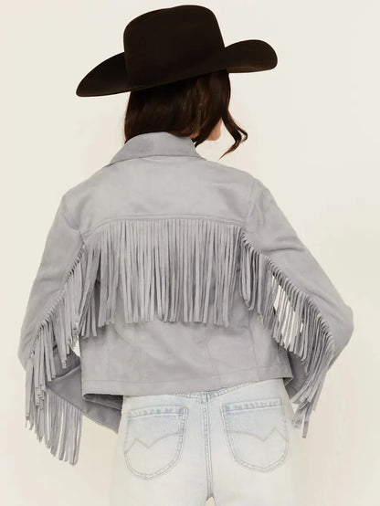 Women's Suede Leather Fringe Jacket image 1