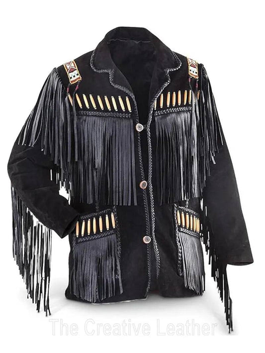 Black Suede Fringe Leather Jacket image 0