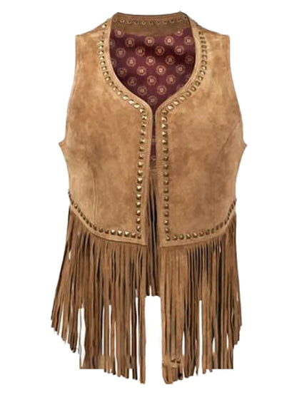 Womens Spring Bear Fringe Vest image 0