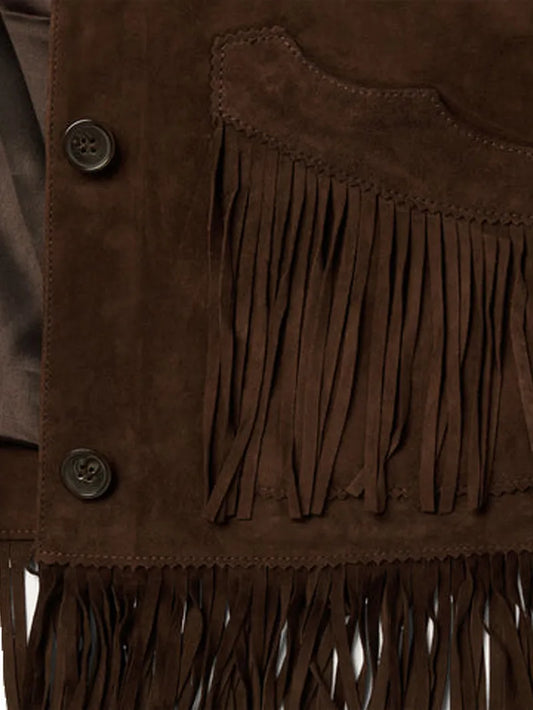 Brown Lamb Suede Fringed Jacket image 1
