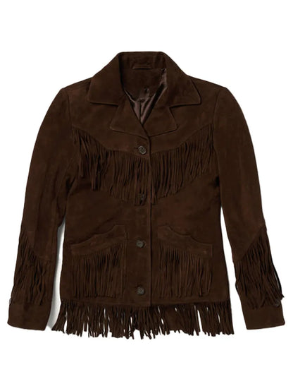 Brown Lamb Suede Fringed Jacket image 0