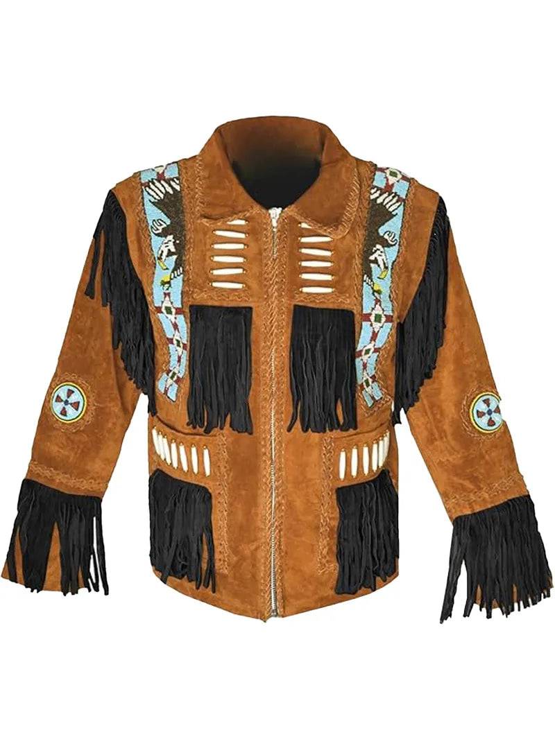 Men Western Fringe Leather Jacket image 4