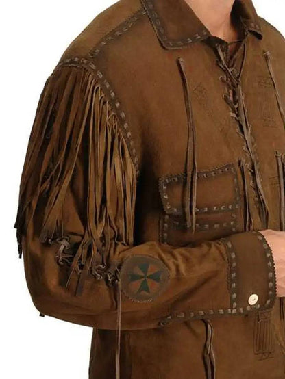 Mens Brown Suede Fringe Shirt image 2