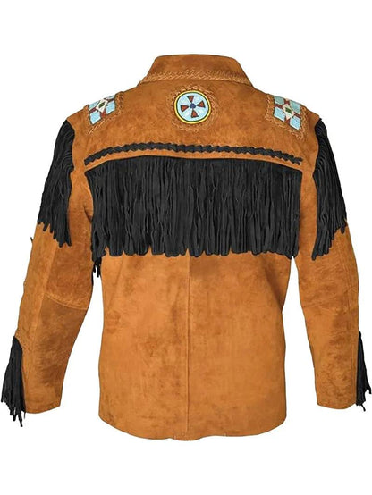 Men Western Fringe Leather Jacket image 5