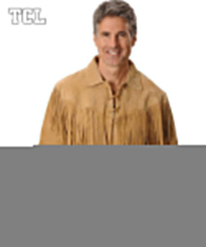 Mens Fringed Suede Leather Jacket - 2XL, Tan image