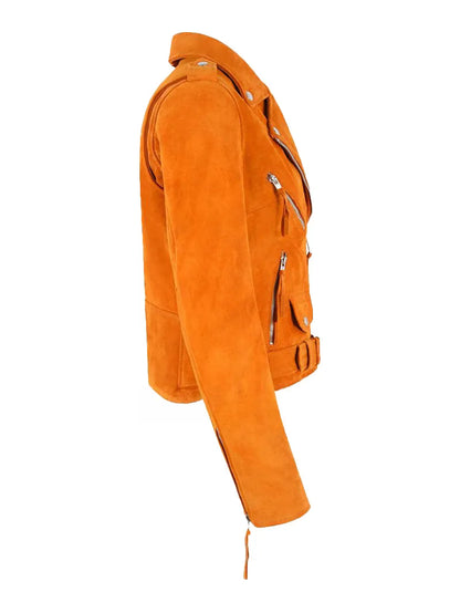 Brando Tangerine Suede Leather Jacket image 1