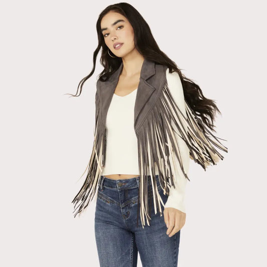 Saints & Hearts Women's Contrast Fringe Faux Suede Vest image 0