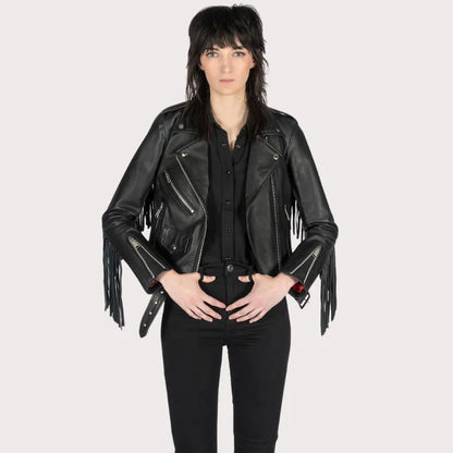 Women Fringe Leather Jacket image 1