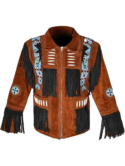Men Western Fringe Leather Jacket image 8