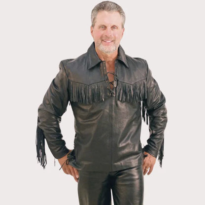 Premium Pullover Fringe Leather Shirt image 0