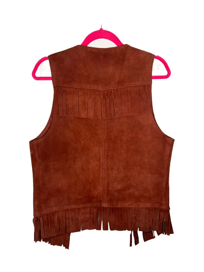 Vintage Suede Fringe Leather Vest image 1