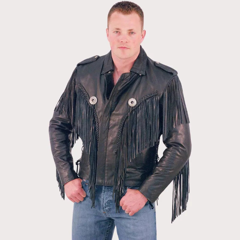Fringed Leather Motorcycle Jacket image 0