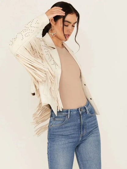 Women's Blair Fringe and Studded Suede Snap Jacket image 3