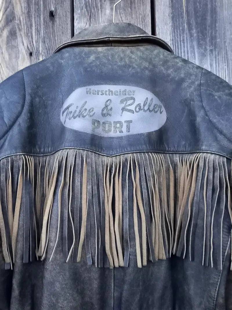 90s Vintage Fringe Leather Jacket for Men image 3