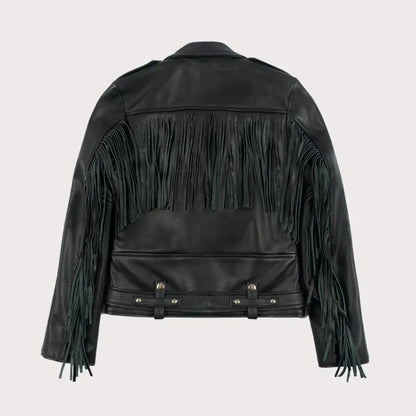 Women Fringe Leather Jacket image 4