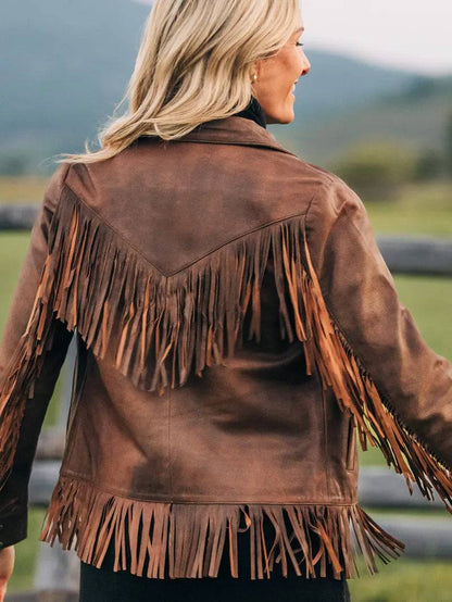 Vintage Fringe Leather Jacket image 1