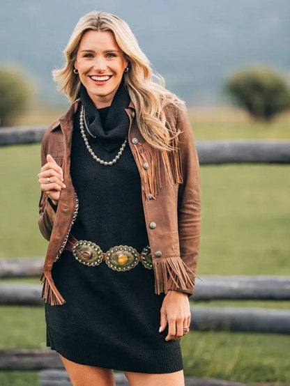 Vintage Fringe Leather Jacket image 2
