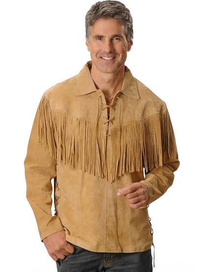 Mens Fringed Suede Leather Jacket image 2