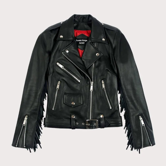 Women Fringe Leather Jacket image 0