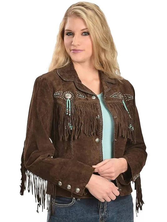 Ladies Luxury Suede Fringe Jacket image 0