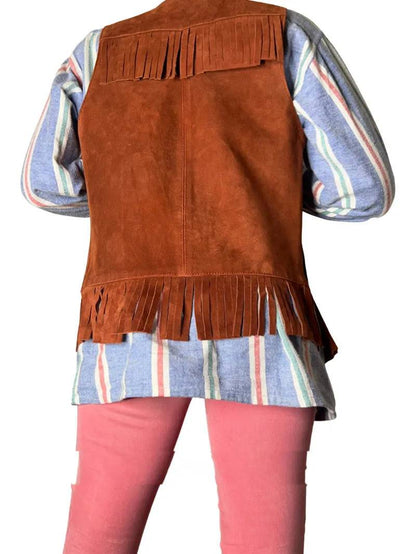 Vintage Suede Fringe Leather Vest image 2