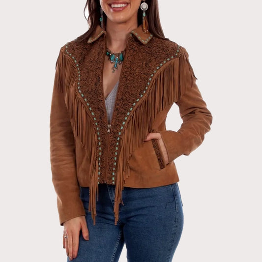 Scully Women's Leather Zip Front Fringe Jacket image 0