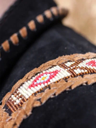 Black Beaded Leather Fringe Jacket