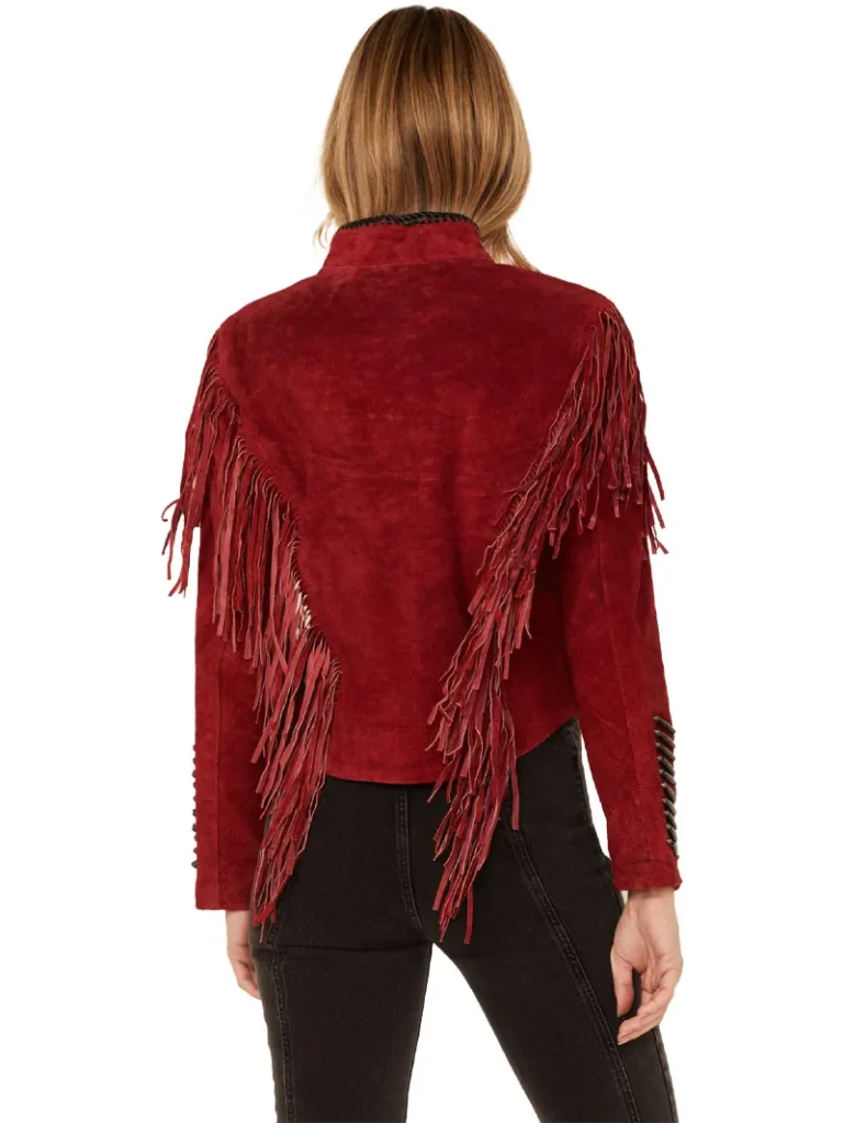 CRIPPLE CREEK WOMENS BEADED SUEDE FRINGE BLACK BONES MILITARY JACKET 1 Cripple Creek Beaded Suede Fringe Jacket