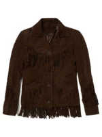 Brown Lamb Suede Fringed Jacket