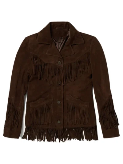 Brown Lamb Suede Fringed Jacket