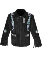 Men Cowboy Western Leather Jacket With Fringe