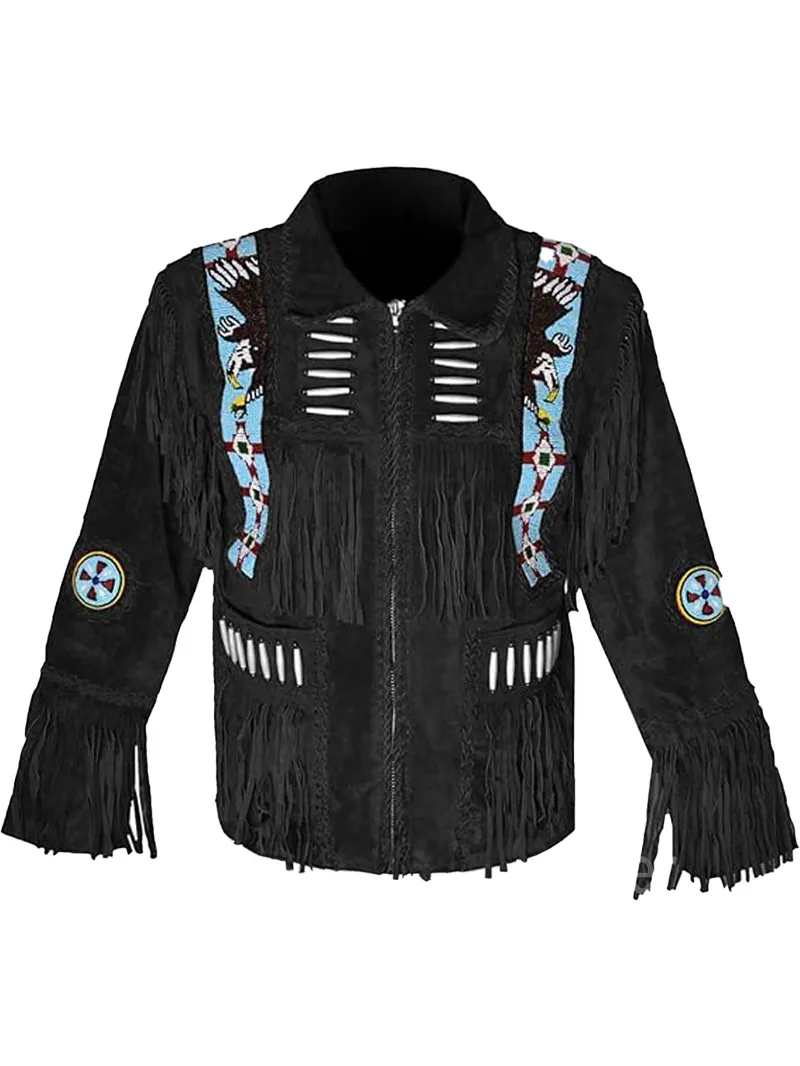 Cowboy-Western-Leather-Jacket-With-Fringe-1 Men Cowboy Western Leather Jacket With Fringe