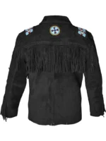 Men Cowboy Western Leather Jacket With Fringe