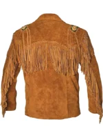 Men Cowboy Western Leather Jacket With Fringe