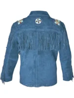 Men Cowboy Western Leather Jacket With Fringe