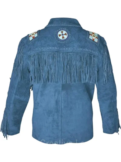 Men Cowboy Western Leather Jacket With Fringe