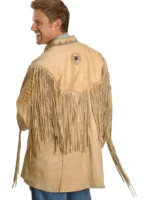 men wearing fringed leather jacket - brown