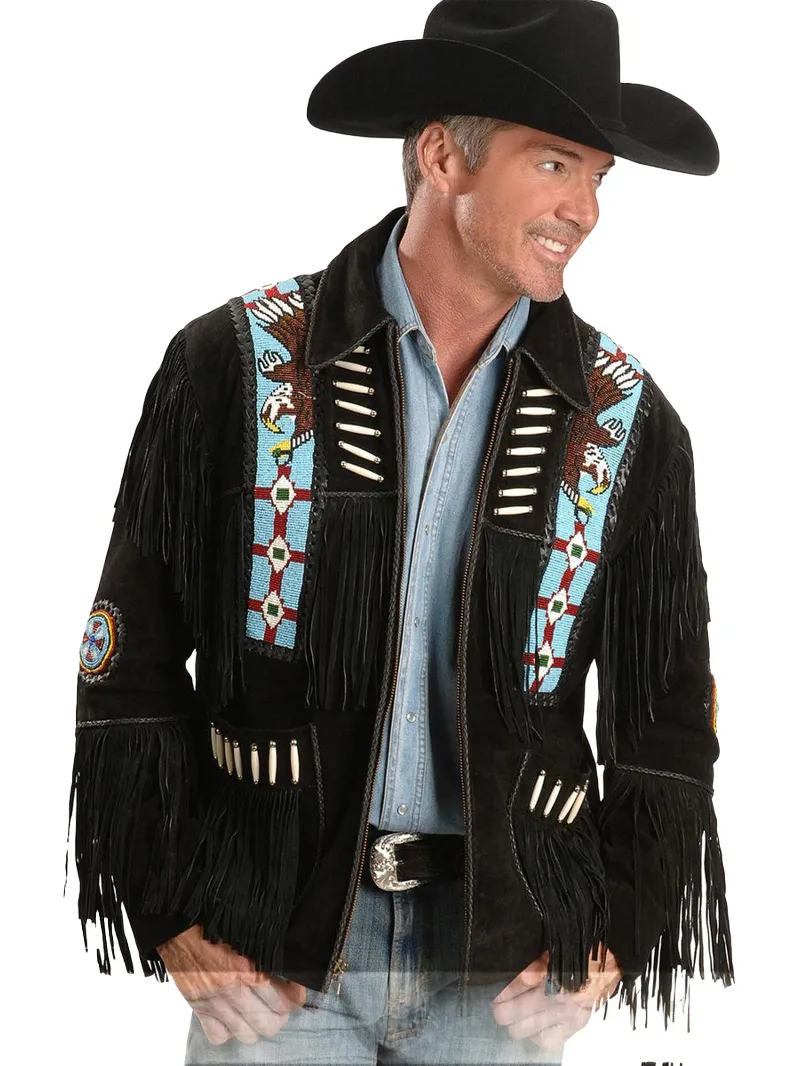 Fringed Suede Leather Jacket- Big Tall Fringed Suede Leather Jacket- Big Tall