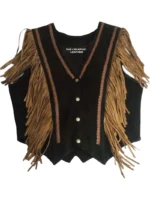 Handmade Western Suede Leather Fringe Vest
