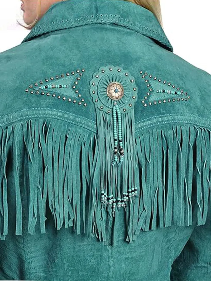 Ladies Luxury Clothing Suede Fringe Jacket (2) Ladies Luxury Suede Fringe Jacket