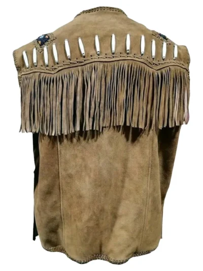 Men Western Suede Leather Vest With Fringes