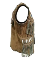 Men Western Suede Leather Vest With Fringes