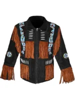 Men Western Fringe Leather Jacket