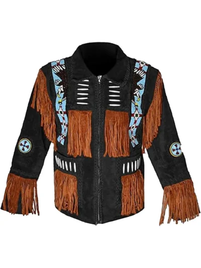 Men Western Fringe Leather Jacket