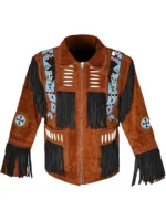 Men Western Fringe Leather Jacket