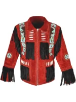 Men Western Fringe Leather Jacket