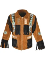 Men Western Fringe Leather Jacket