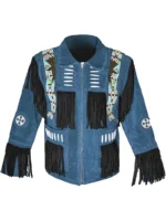 Men Western Fringe Leather Jacket